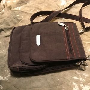 Small crossbody bag, brown canvas